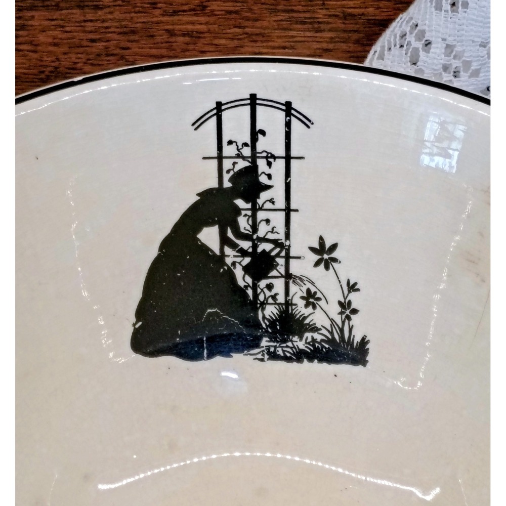 Vintage Harker Pottery Hotoven Silhouette Mixing Bowl 10 Inch Colonial Garden - Picture 5 of 10